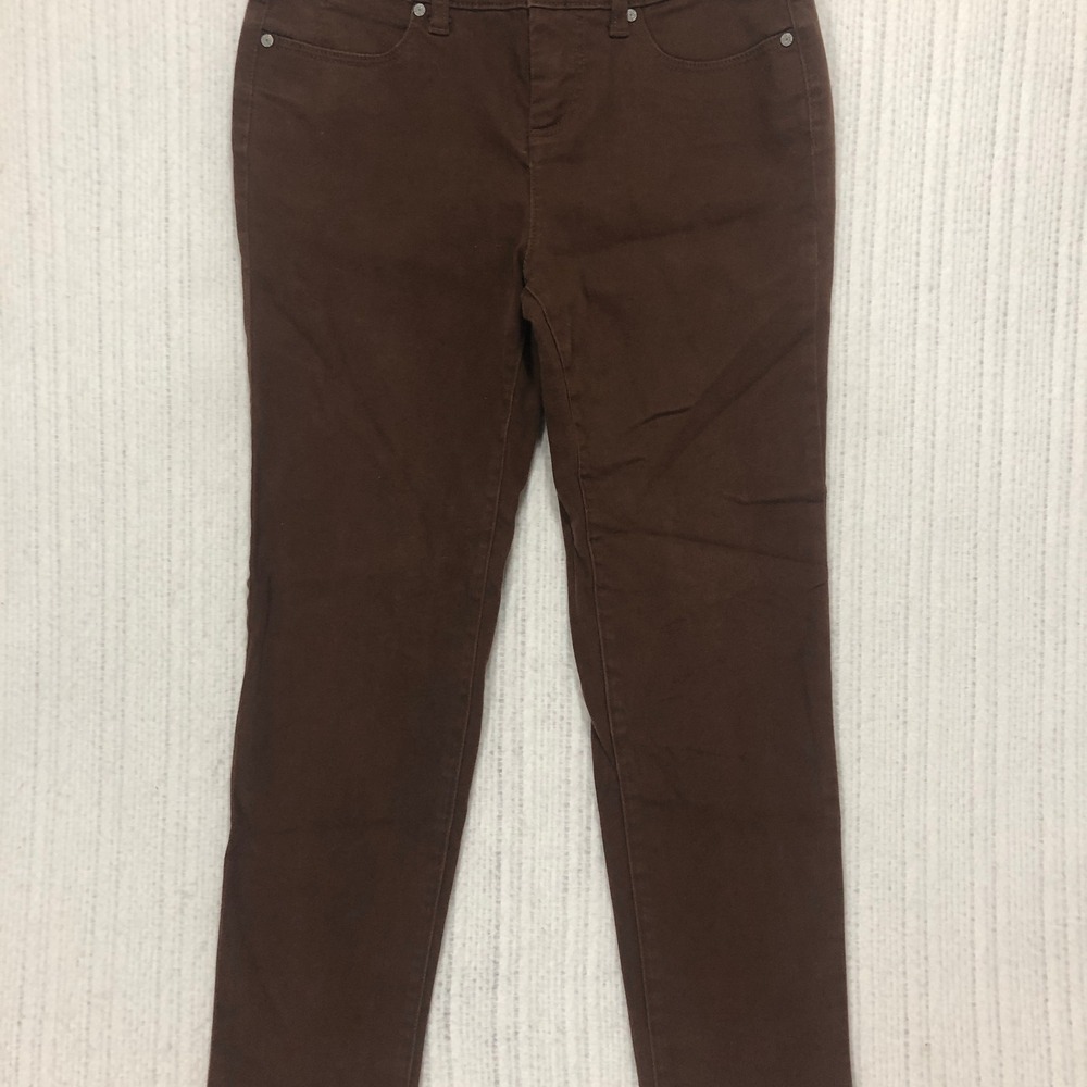 Talbots Simply Flattering Collection Brown Slim Leg Pants 5-Pocket Cotton Blend